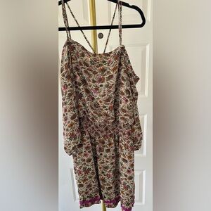 Floral Peasant Dress in Cream with Autumn Florals